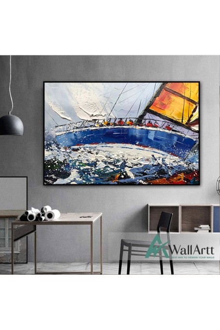 Sailing Race II 3D Heavy Textured Partial Oil Painting